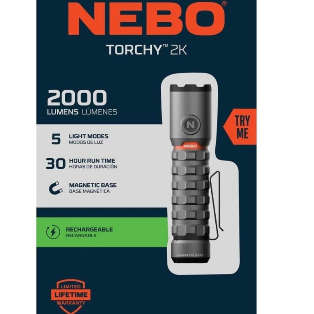 NEBO Torchy 2K Rechargeable Flashlight - Black